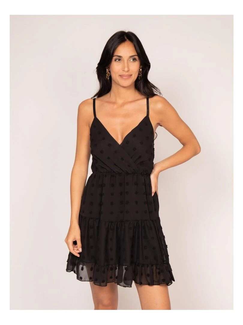 Robe courte plumetis IPEKA Noir