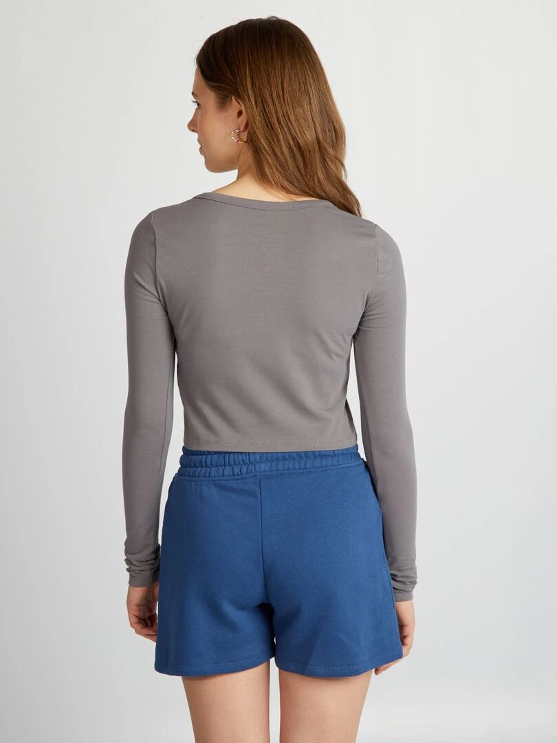 Crop top manches longues   Gris