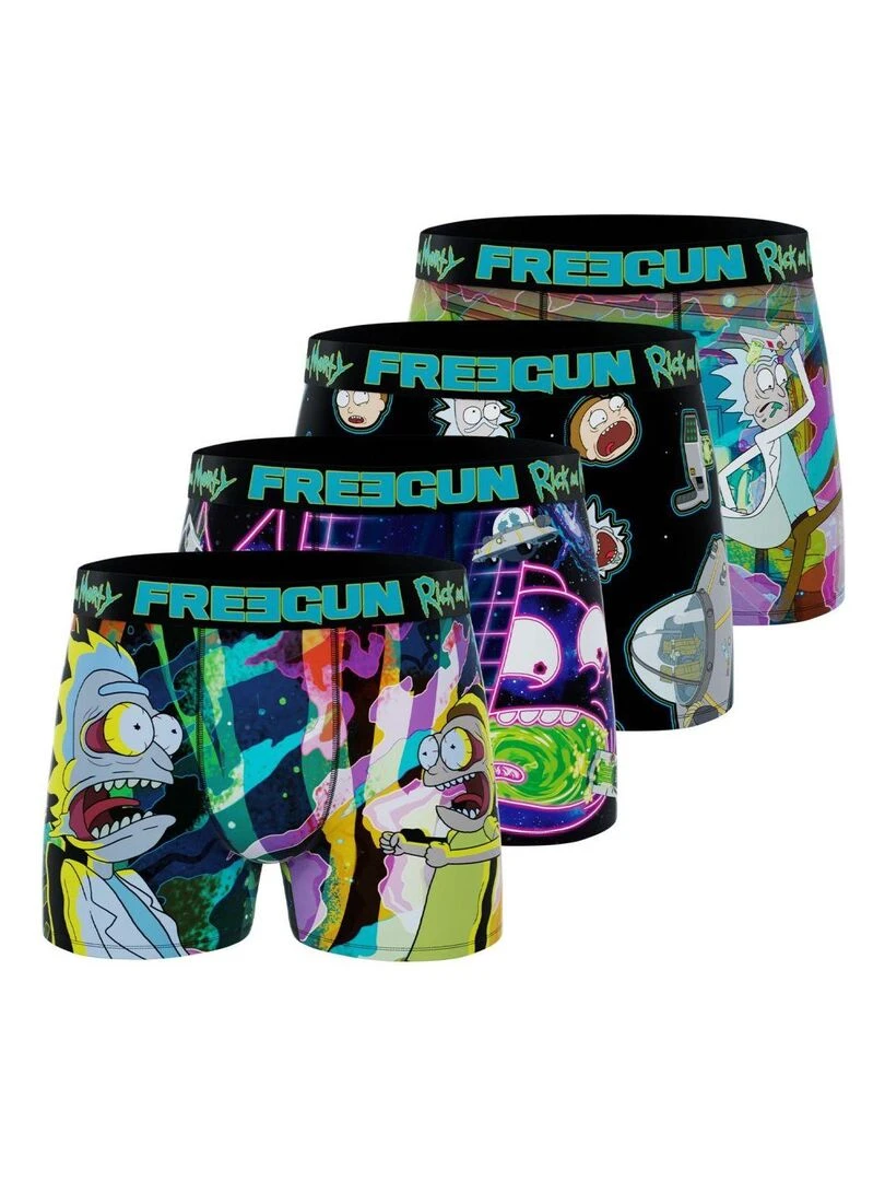 Lot de 4 Boxers homme Rick and Morty G1 Freegun Vert