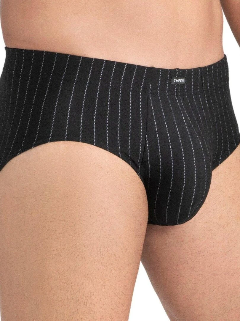 Pack de 2 slips en coton et modal à rayures et uni Katsuo Noir