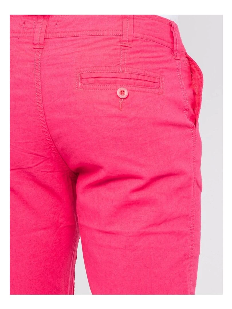Bermuda chino lin BAGOLIN   Rose framboise