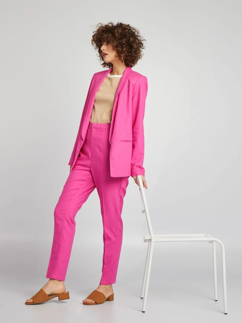 Veste tailleur en lin Rose