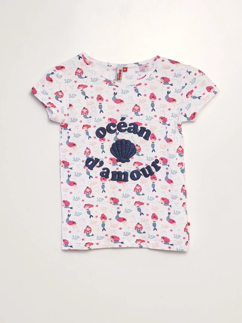 Pyjama court short + t shirt 'hippocampe'   2 pièces   Bleu