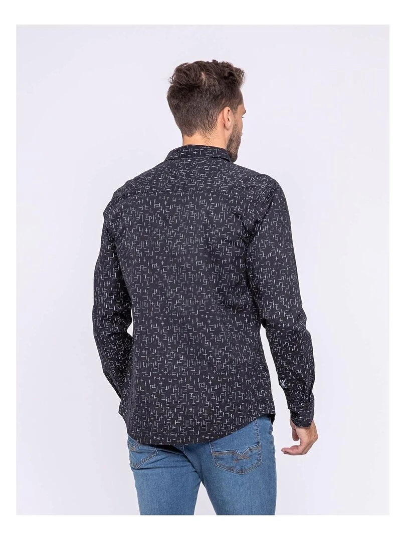 Chemise manches longues motifs TYSON Noir