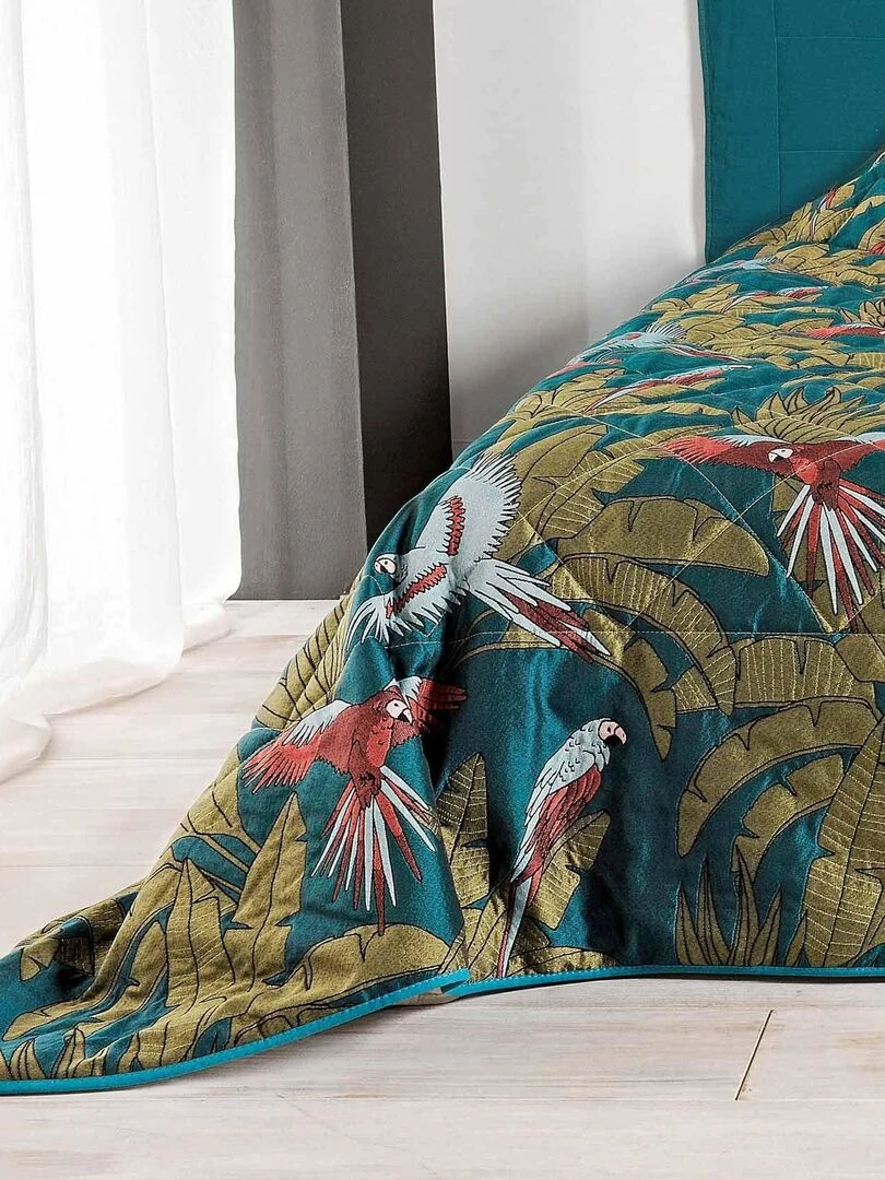 Jeté de lit à jacquard exotique Bleu