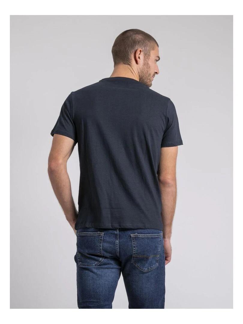 T shirt col rond pur coton JORISOL Bleu marine