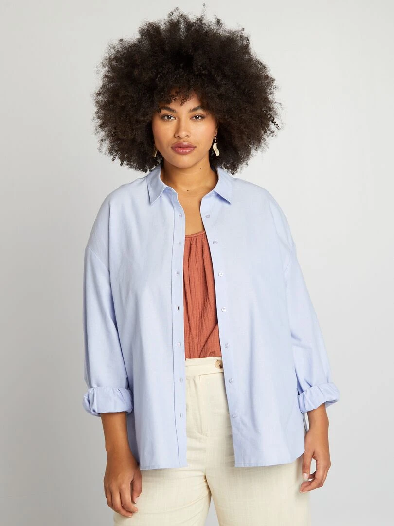 Chemise large en coton Bleu