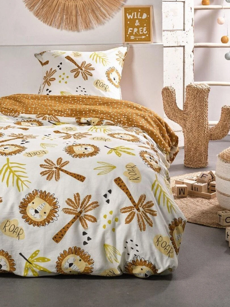 Parure de lit imprimé 'HAPPY FRESH' 'TODAY' Orange