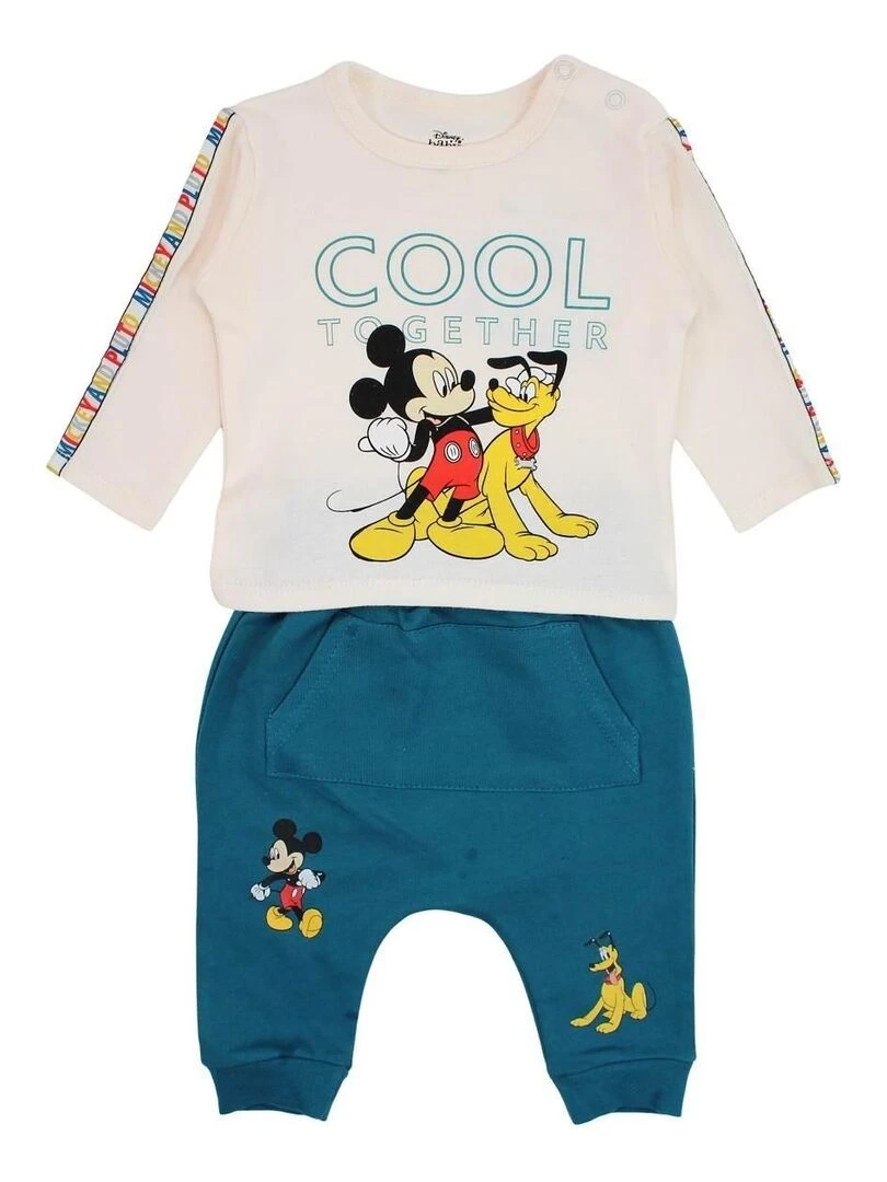 Disney Ensemble T shirt pantalon bébé garçon Imprimé Mickey Blanc