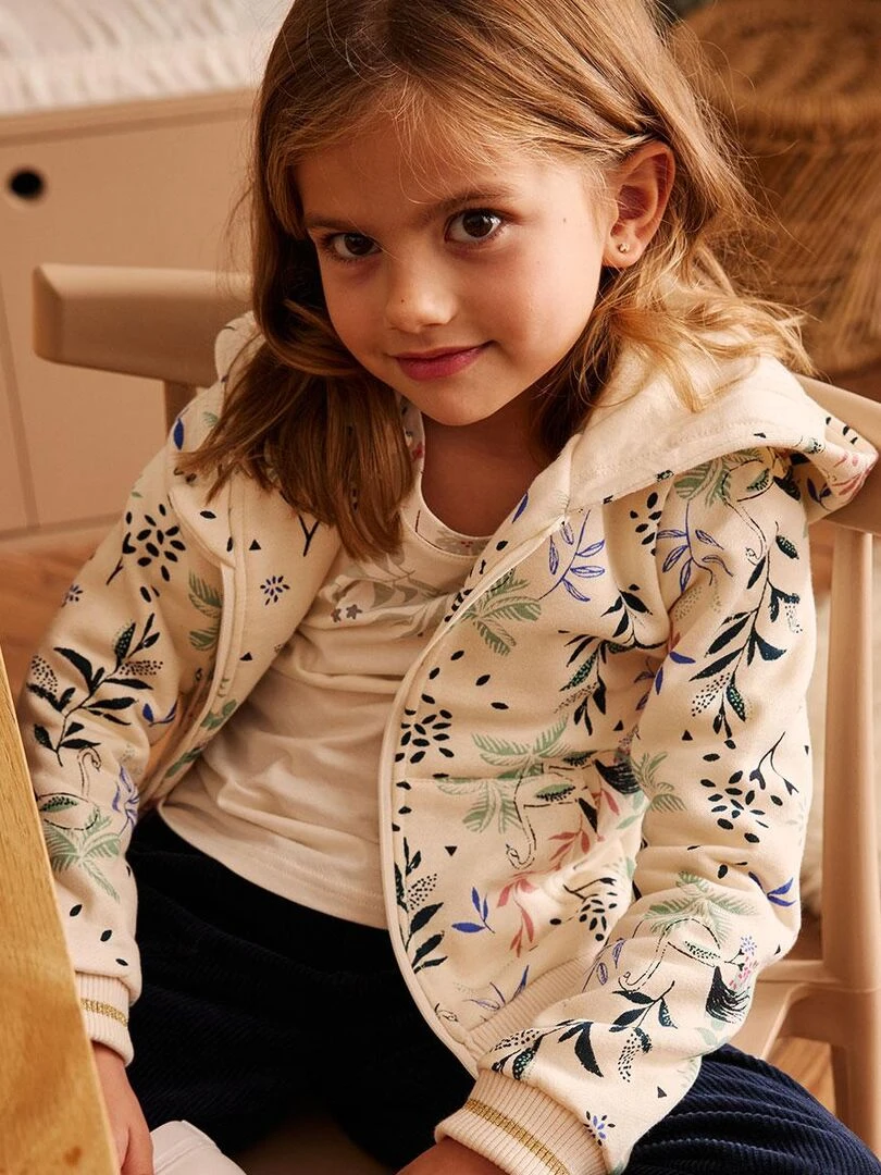 Sweat shirt à capuche enfant en molleton Maia   Ecru