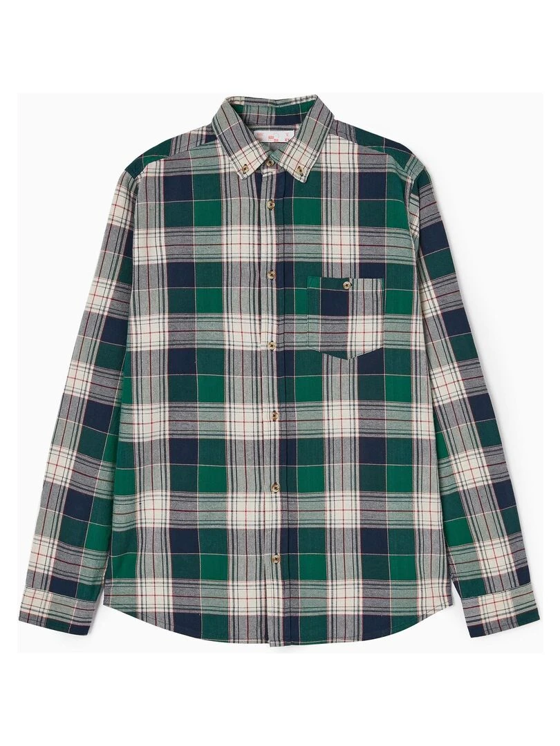 Chemise à Carreaux en Coton Adulte 'You&Me' manches longues NOËL Vert