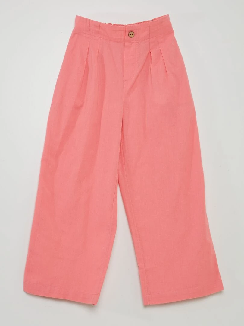 Pantalon large uni rose