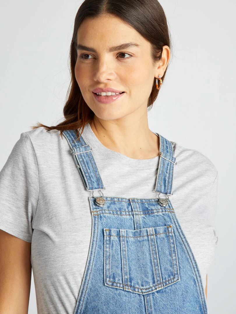 Salopette short grossesse en denim   Stone