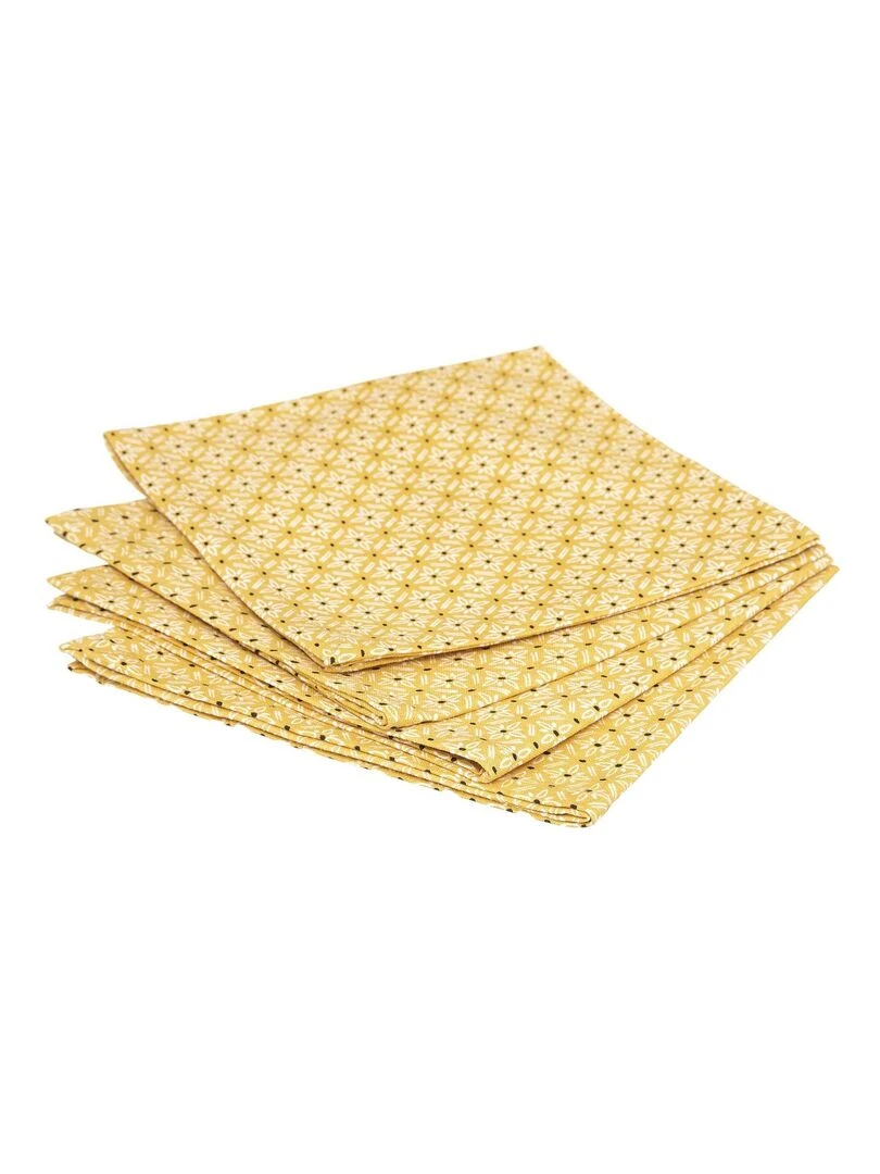 Lot de 4 serviettes graphiques Jaune foncé