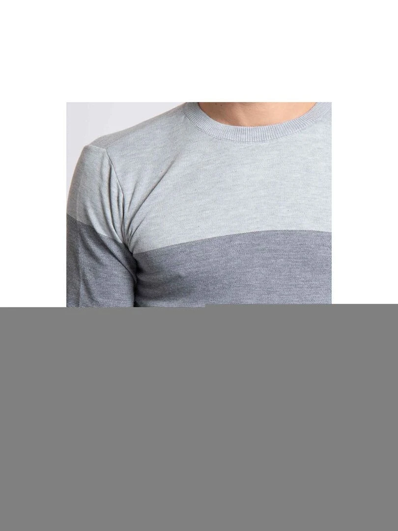 Pull fin col rond LOSANGE   Gris