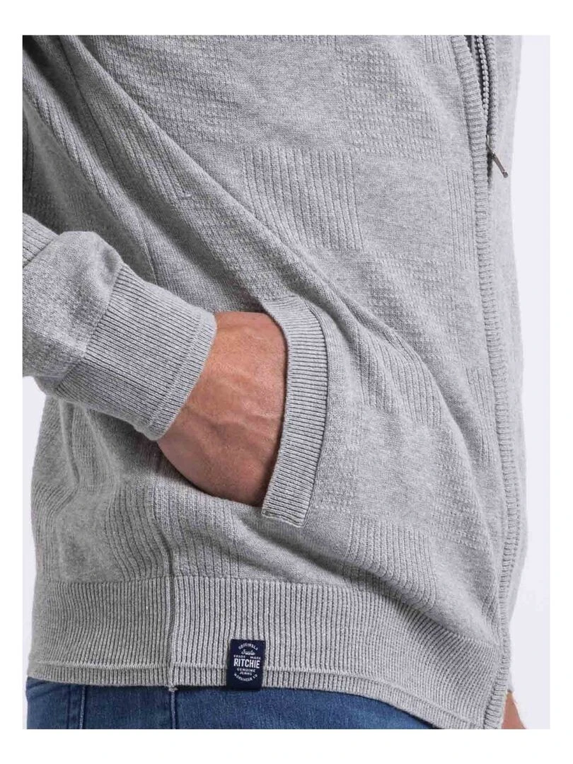 Gilet zippé col montant coton AXELOU Gris