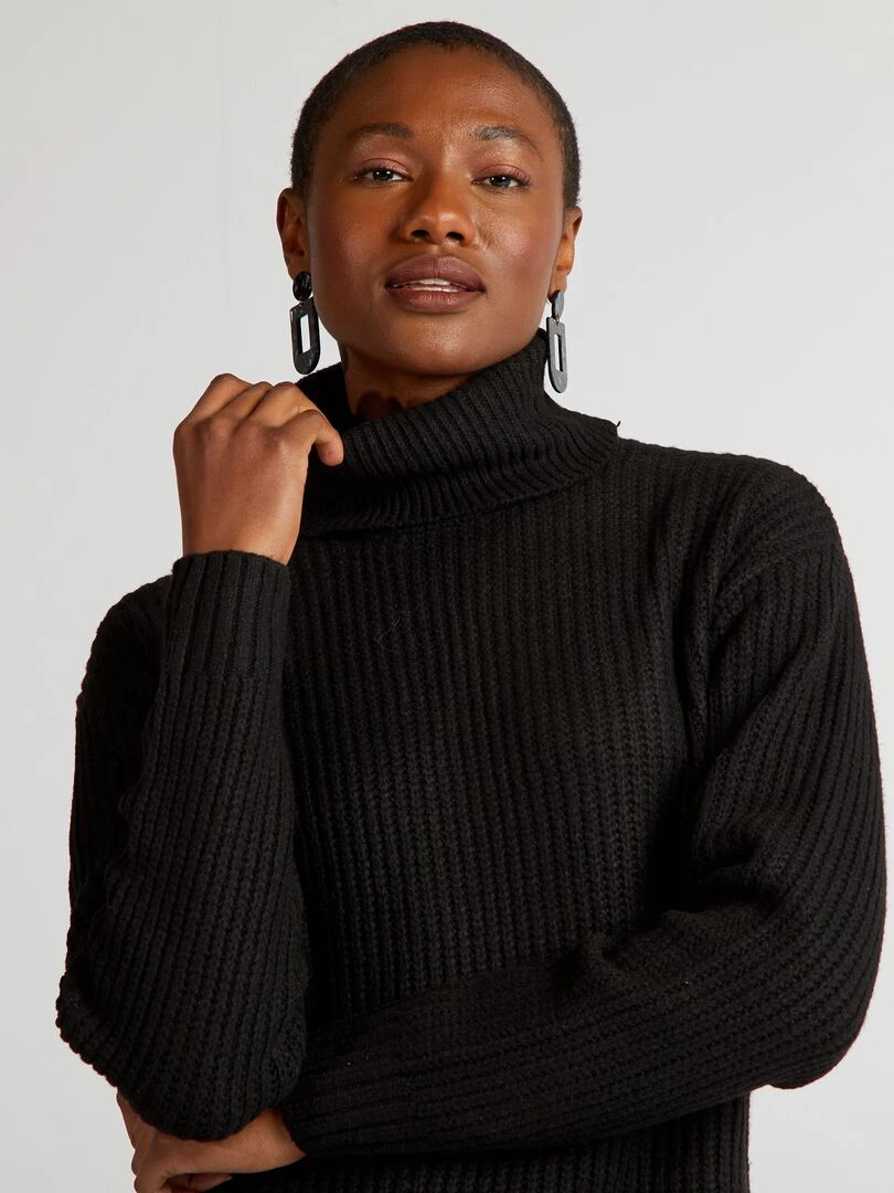 Robe pull en maille épaisse noir