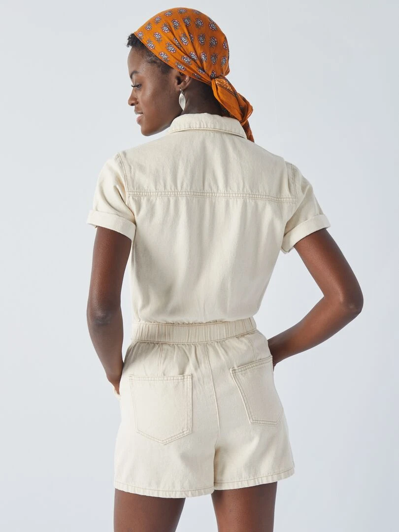 Combishort en denim   Beige