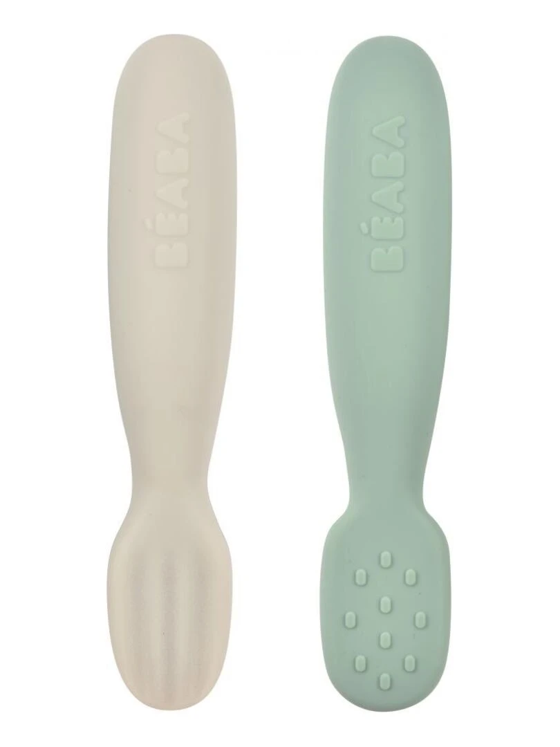 Lot de 2 pré cuillères en silicone sage green/velvet grey Vert