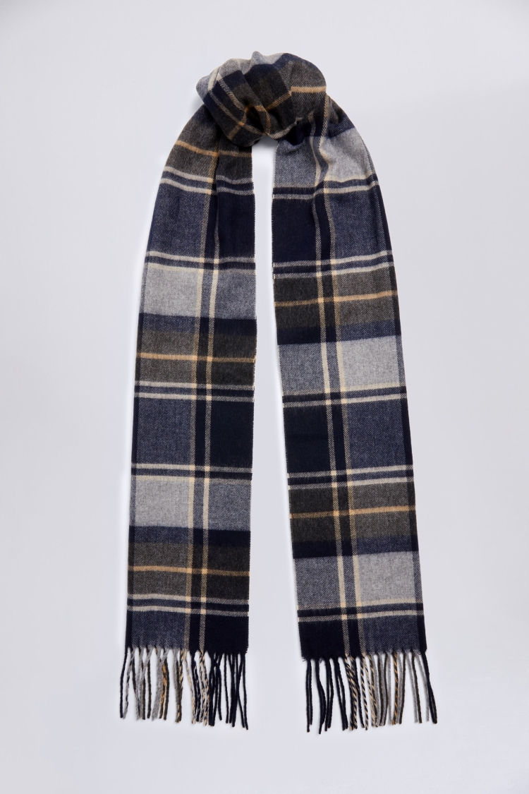 Navy Check Recycled Cashmink Scarf Buy Online at Moss