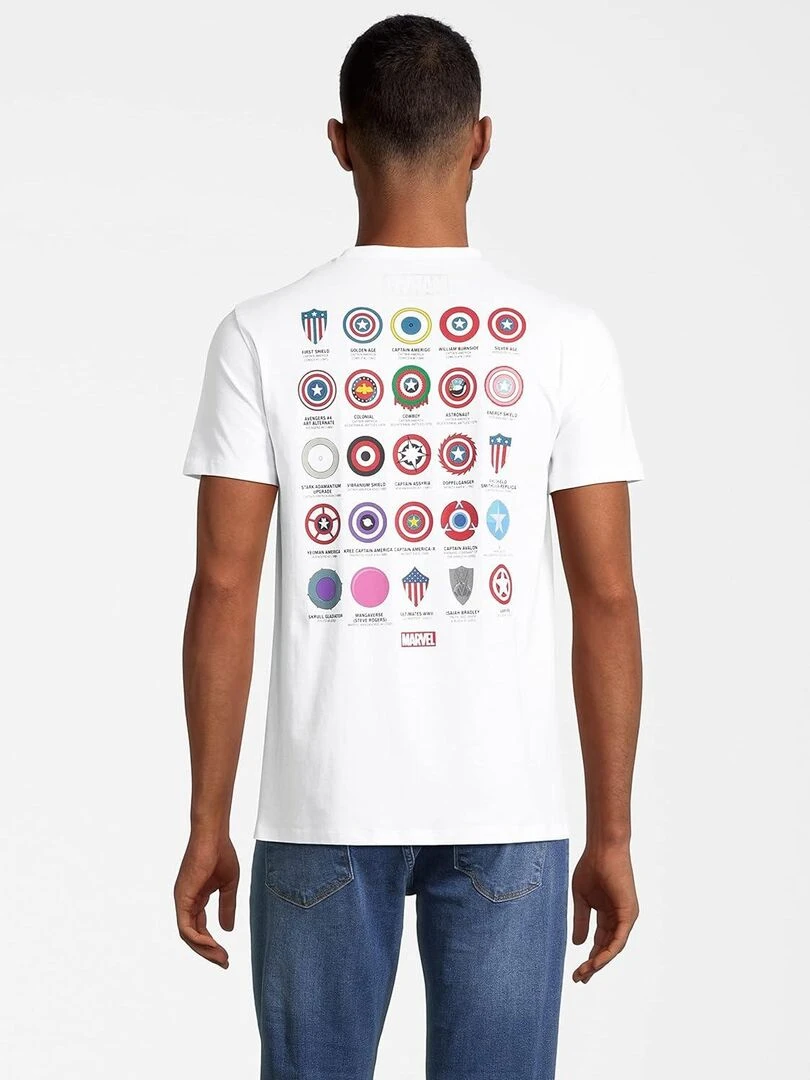 T shirt adulte Captain America Comics Marvel   100% Coton   Blanc   XXL   Blanc