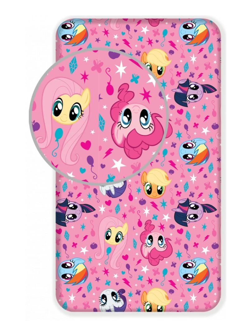 Drap Housse Enfant Coton Poney Rose