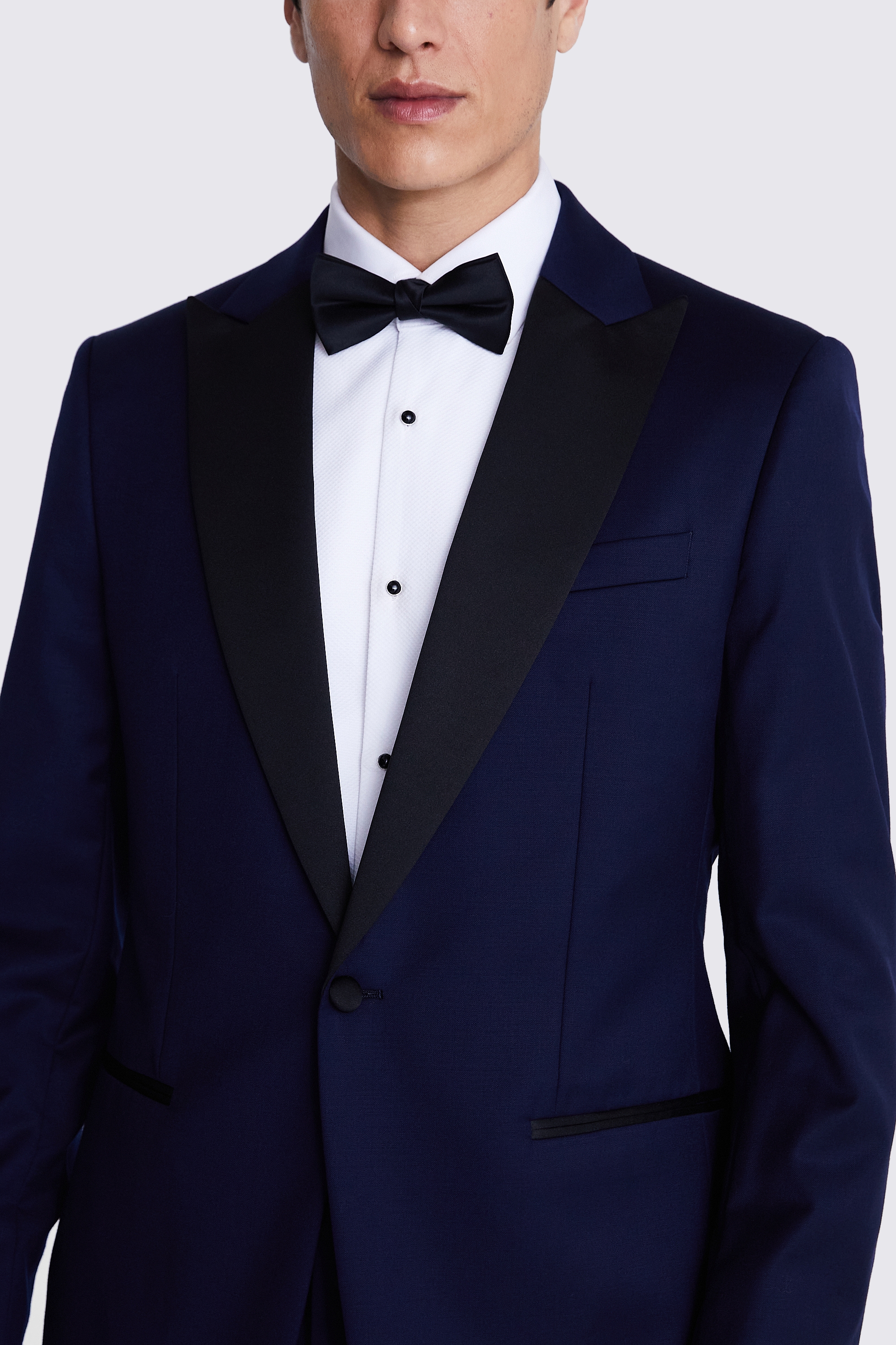 Tailored Fit Navy Twill Peak Lapel Tuxedo Jacket   Buy Online at Moss
