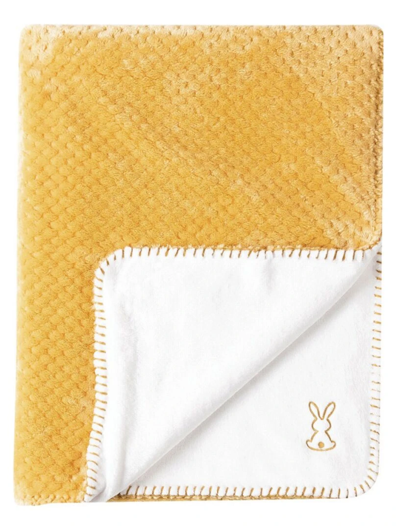 Couverture bébé Supersoft Lapidou ocre et blanc (75 x 100 cm) Blanc