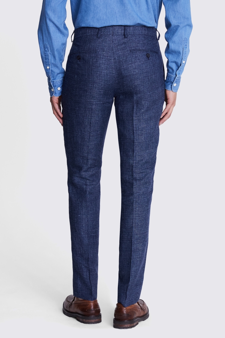 Italian Slim Fit Blue Texture Trousers Buy Online at Moss