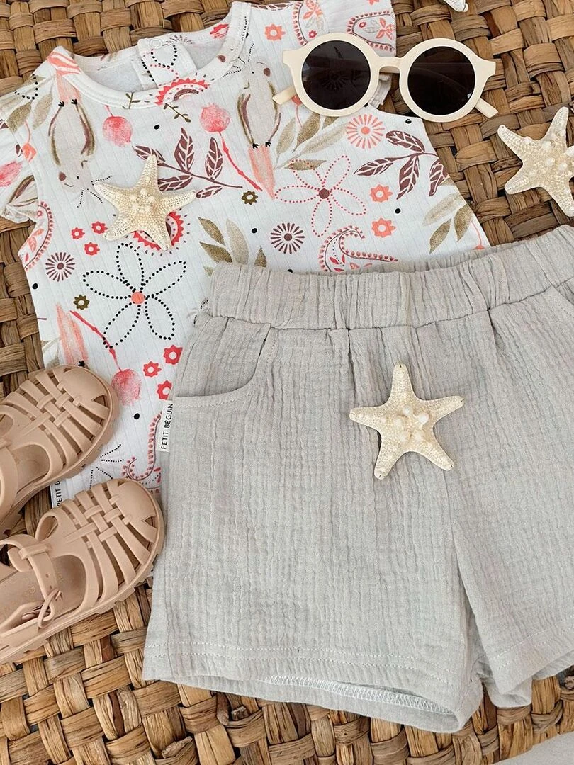 Short bébé en gaze de coton Brisbane   Ecru