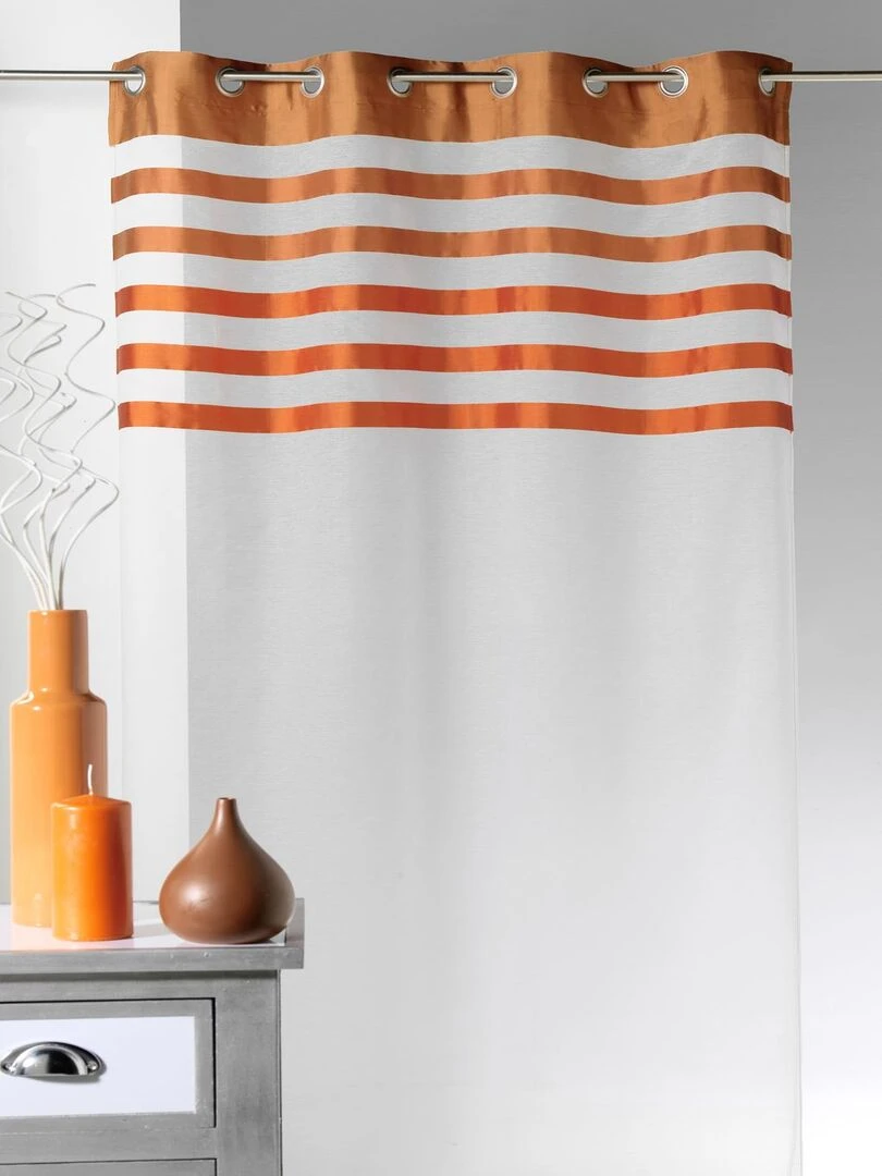 Voilage avec parement à rayures satinées et colorées Orange