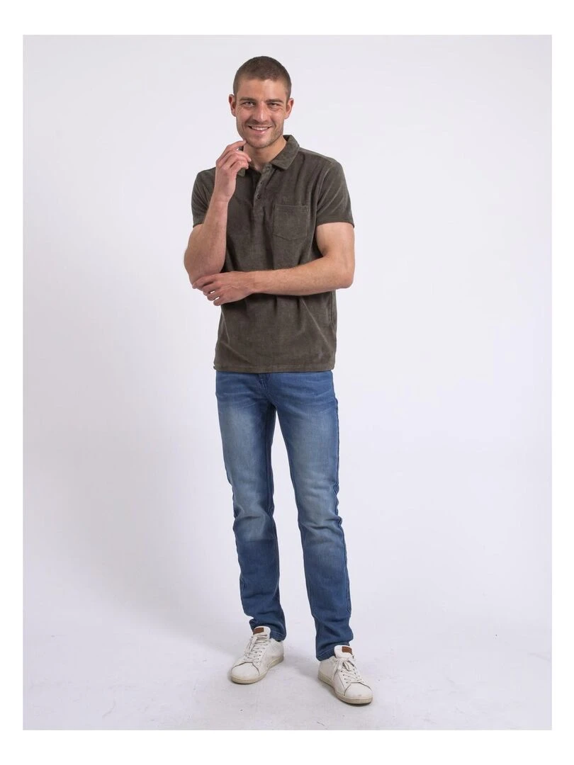 Polo manches courtes éponge PIBARK   Kaki