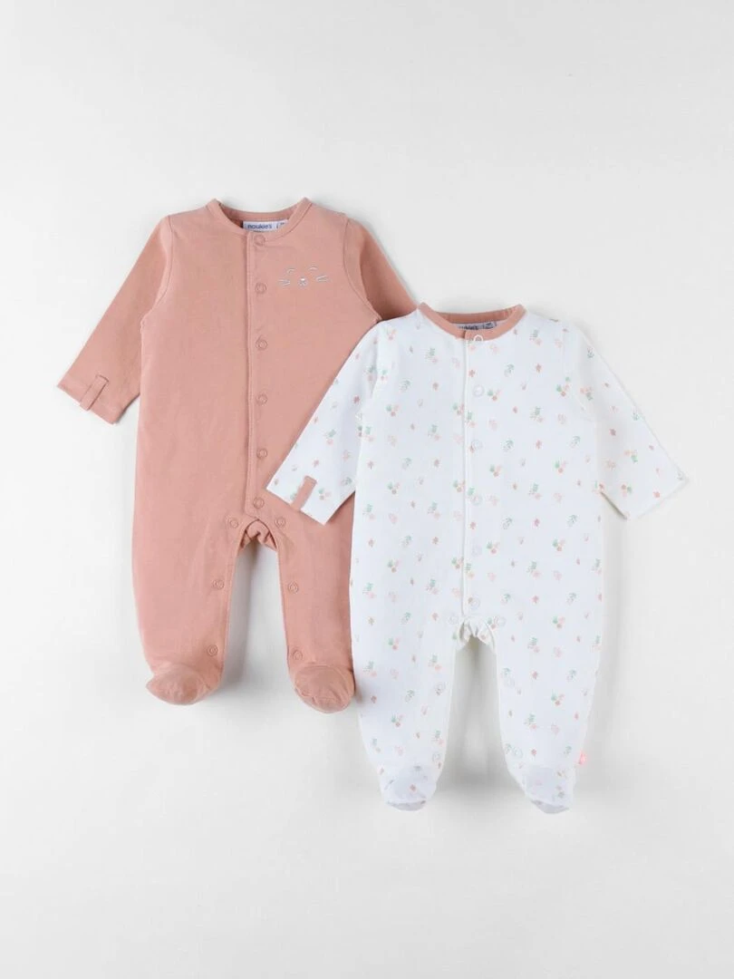 Set de 2 pyjamas 1 pièce terracotta/écru Noukie's Rose