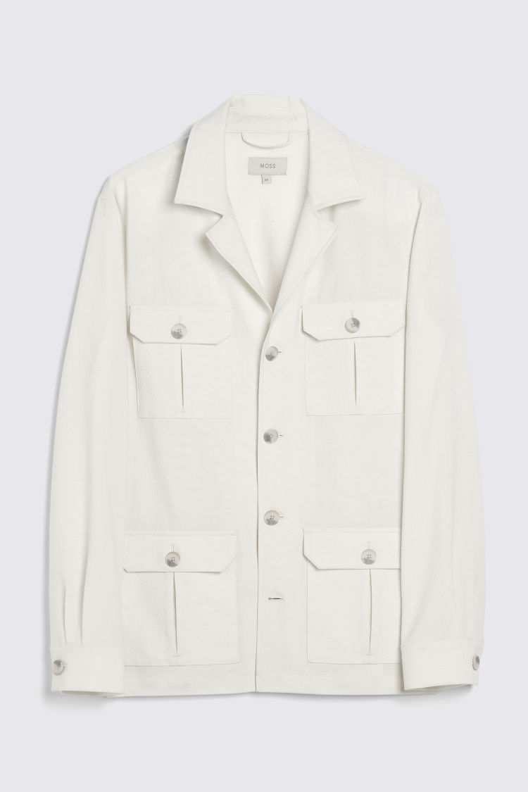 Ecru Seersucker Safari Shacket   Buy Online at Moss