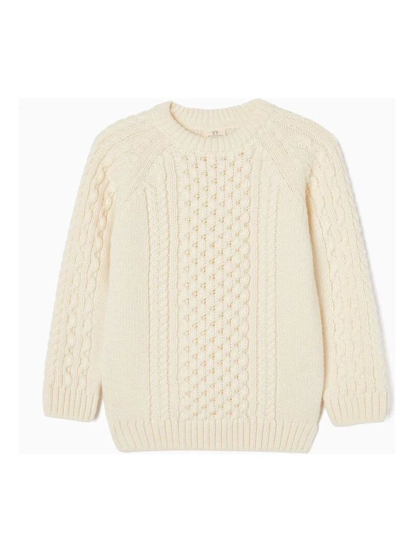 Pull en Maille avec Laine pour Garçon 'You&Me' NOËL Blanc