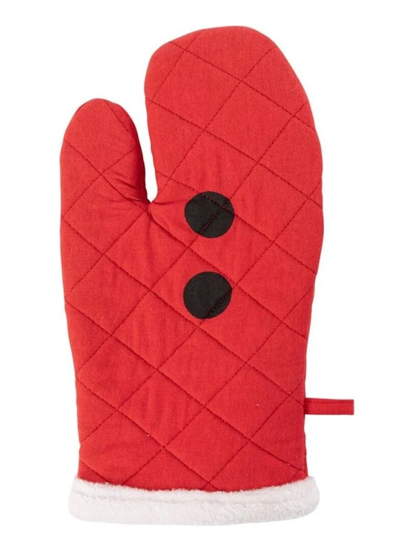 Gant et manique Père Noël rouge coton Rouge