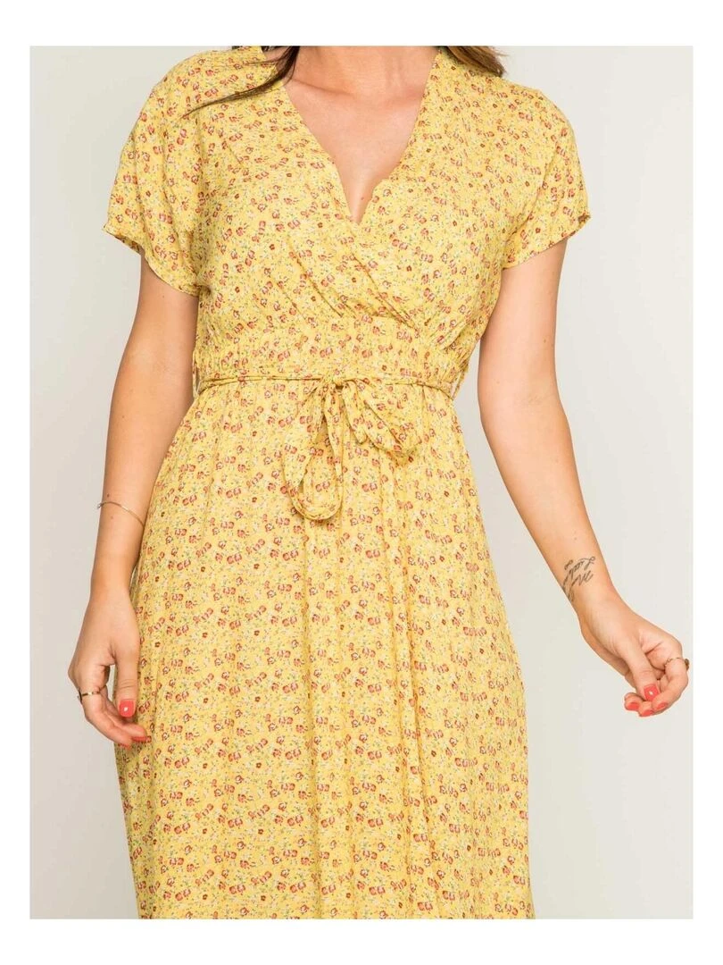 Robe longue imprimée IBERTY   Jaune