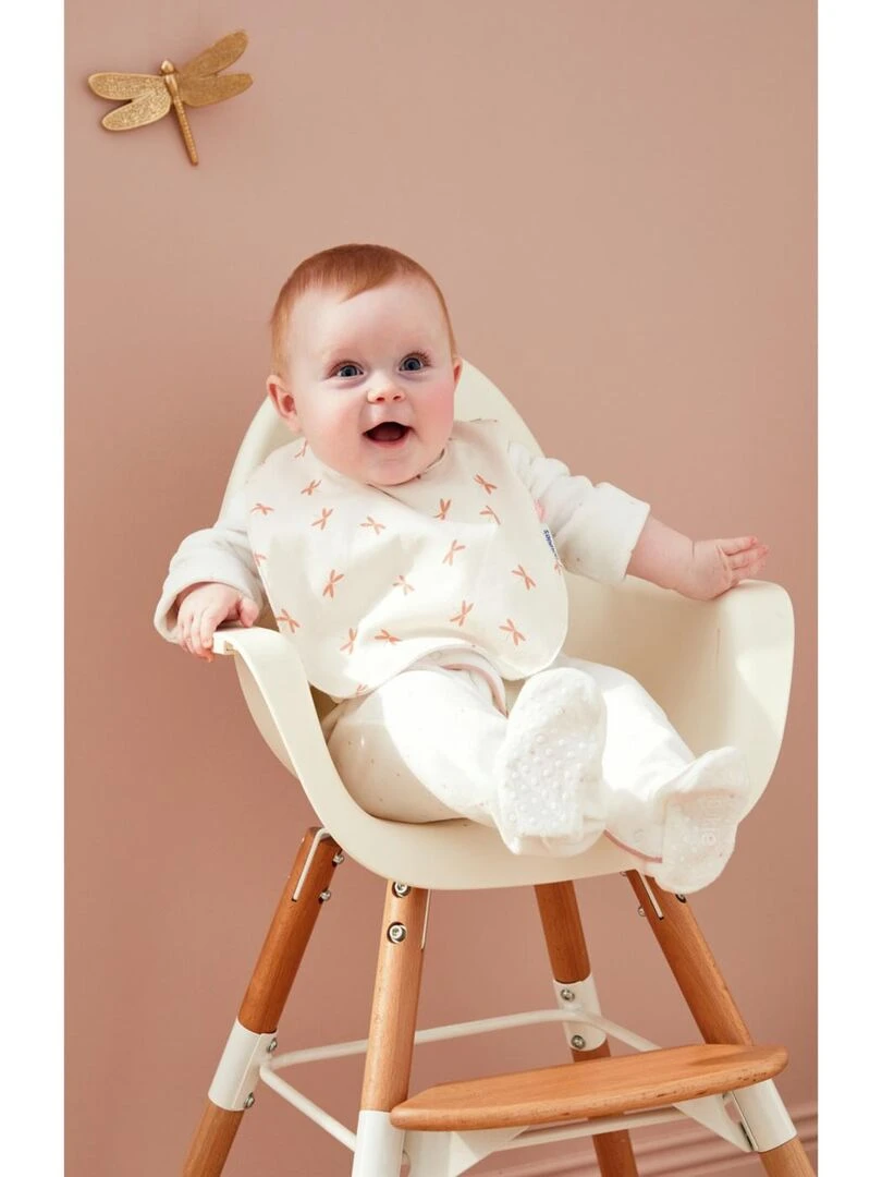 Set de 3 bavoirs en éponge et en Jersey  écru/rose poudré   Noukie's   Blanc