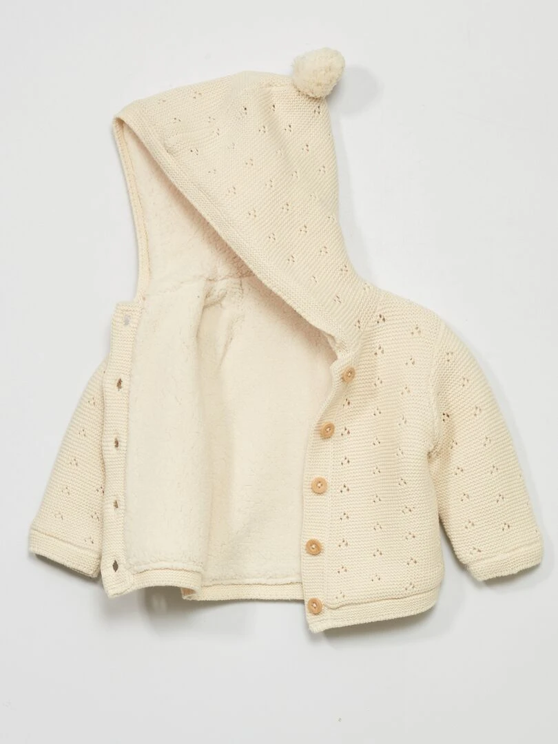 Gilet en tricot avec doublure sherpa Blanc