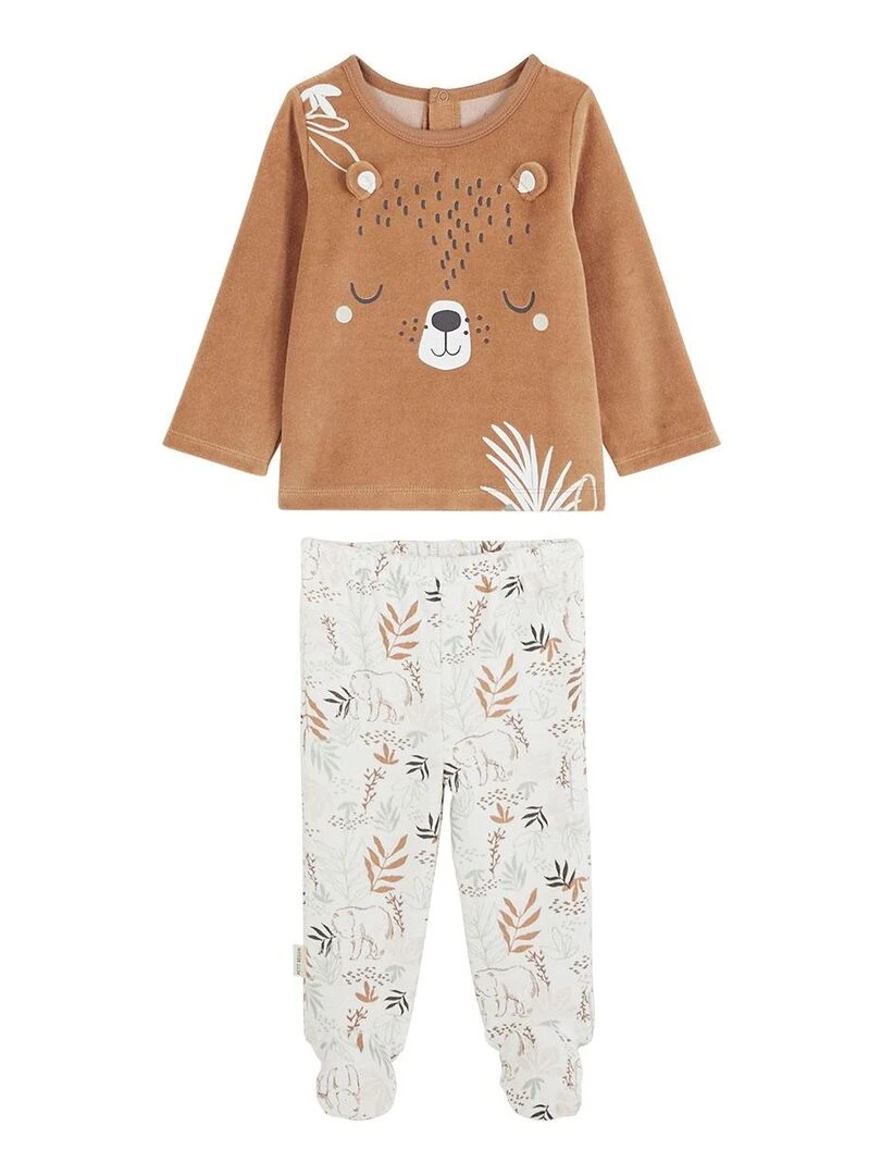 Pyjama bébé 2 pièces en velours Malo Marron
