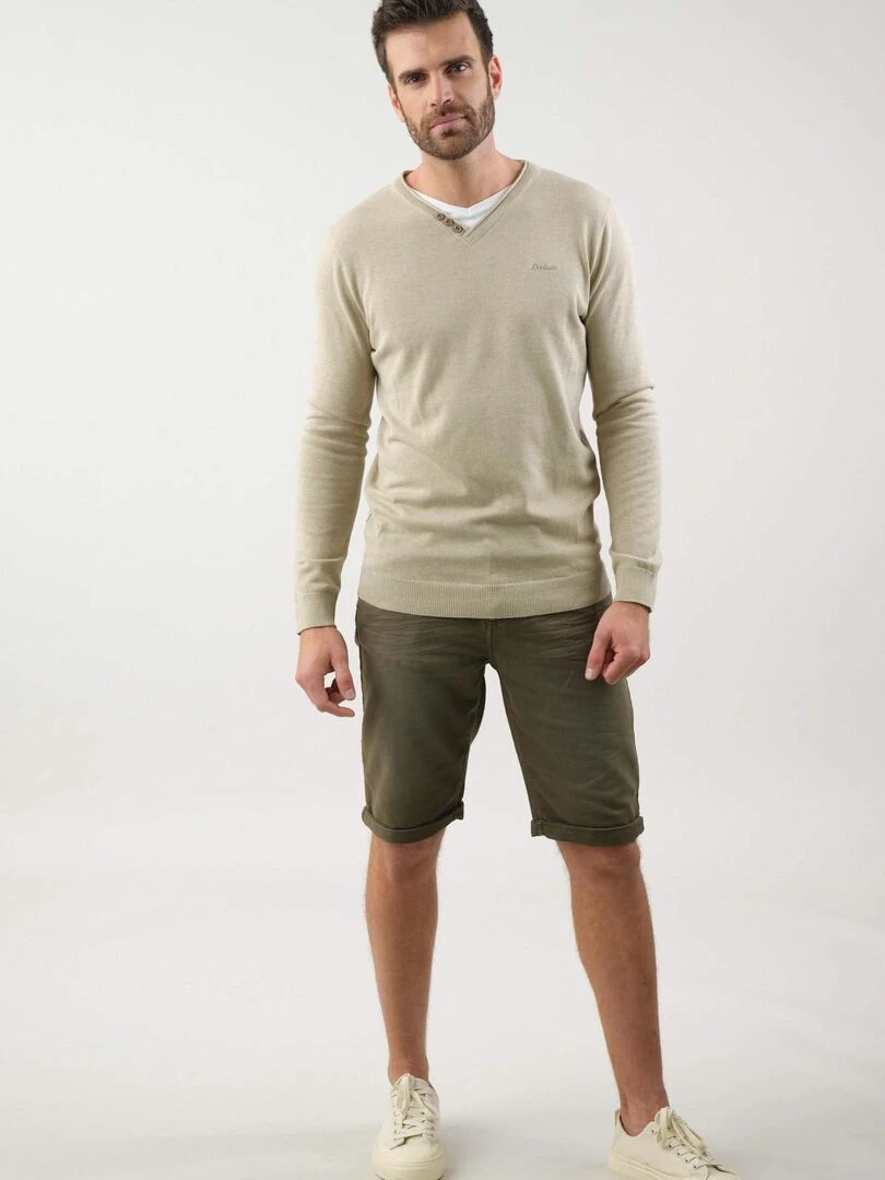 Pull basique en maille pour homme 'Deeluxe' Beige argile