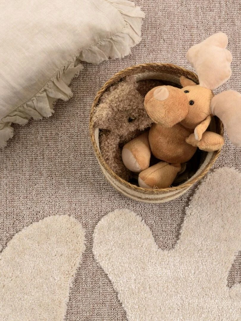 Tapis enfant PANA en polyester doux et soyeux OEKO TEX® Beige