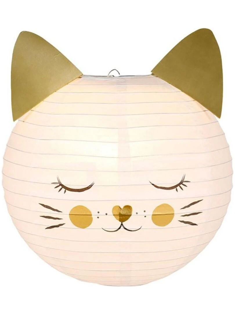 Suspension boule japonaise chat D35   Blanc