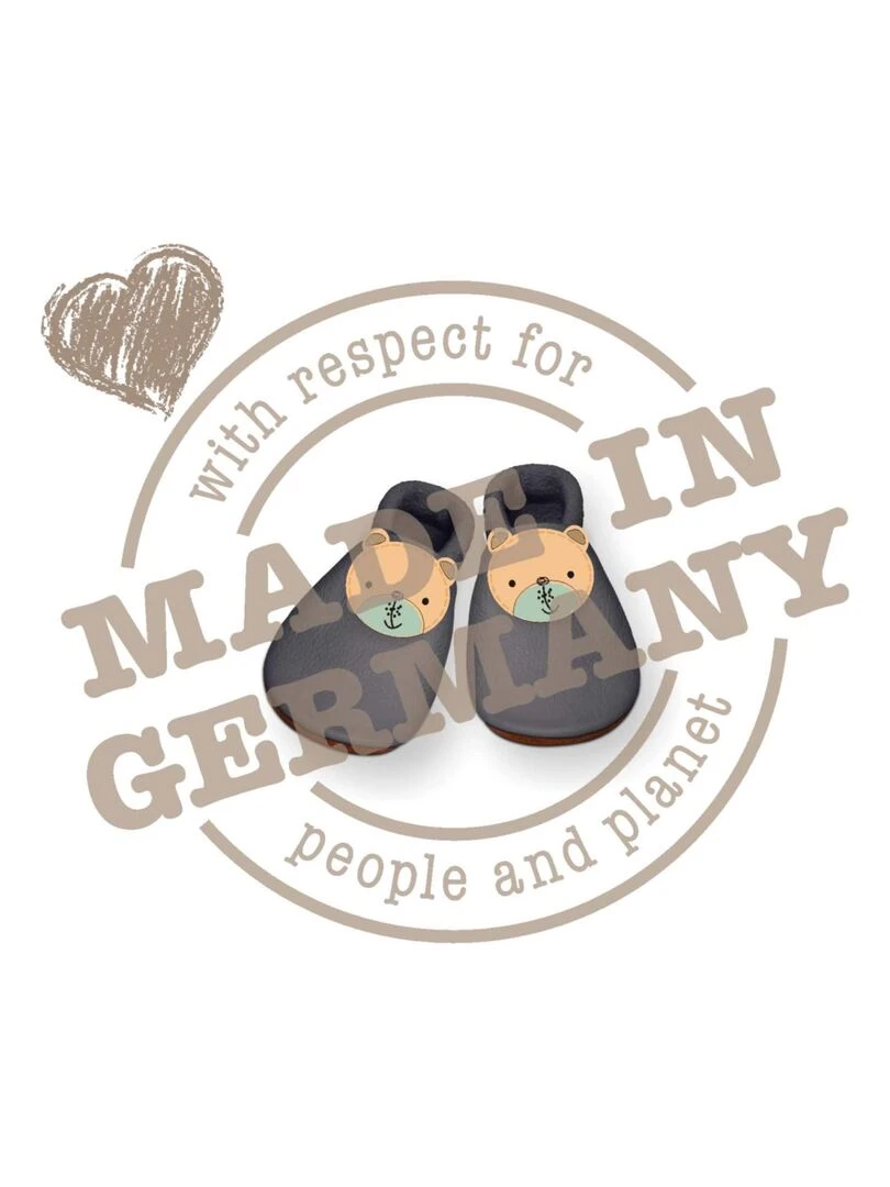 Chaussons bébé en cuir souple  ETOILE   Gris