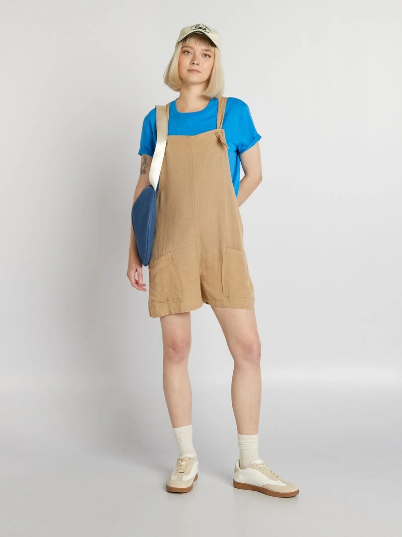 Combishort en lin Beige