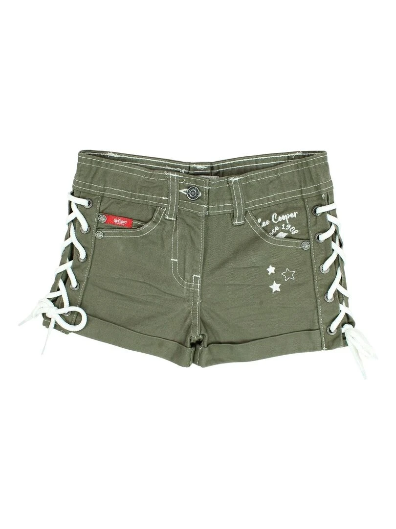 Lee Cooper Short fille imprimé logo en coton Kaki