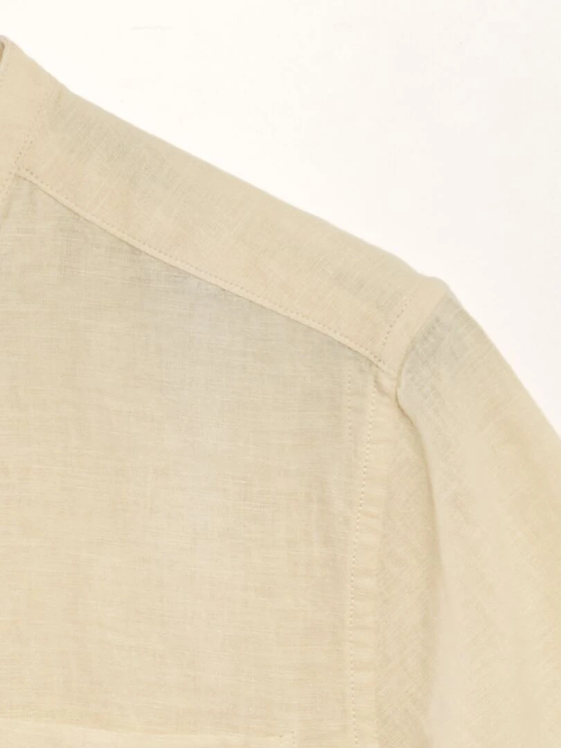 Chemise manches courtes col mao en lin   Ecru