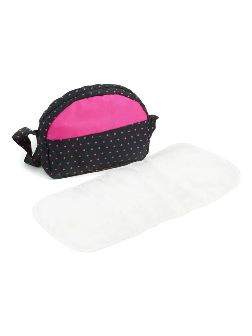 Sac à langer pour poussettes de poupées. Marine et rose à pois N/A