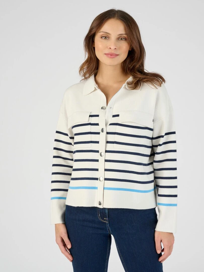Gilet uni ou rayé Thermolactyl Damart Bleu
