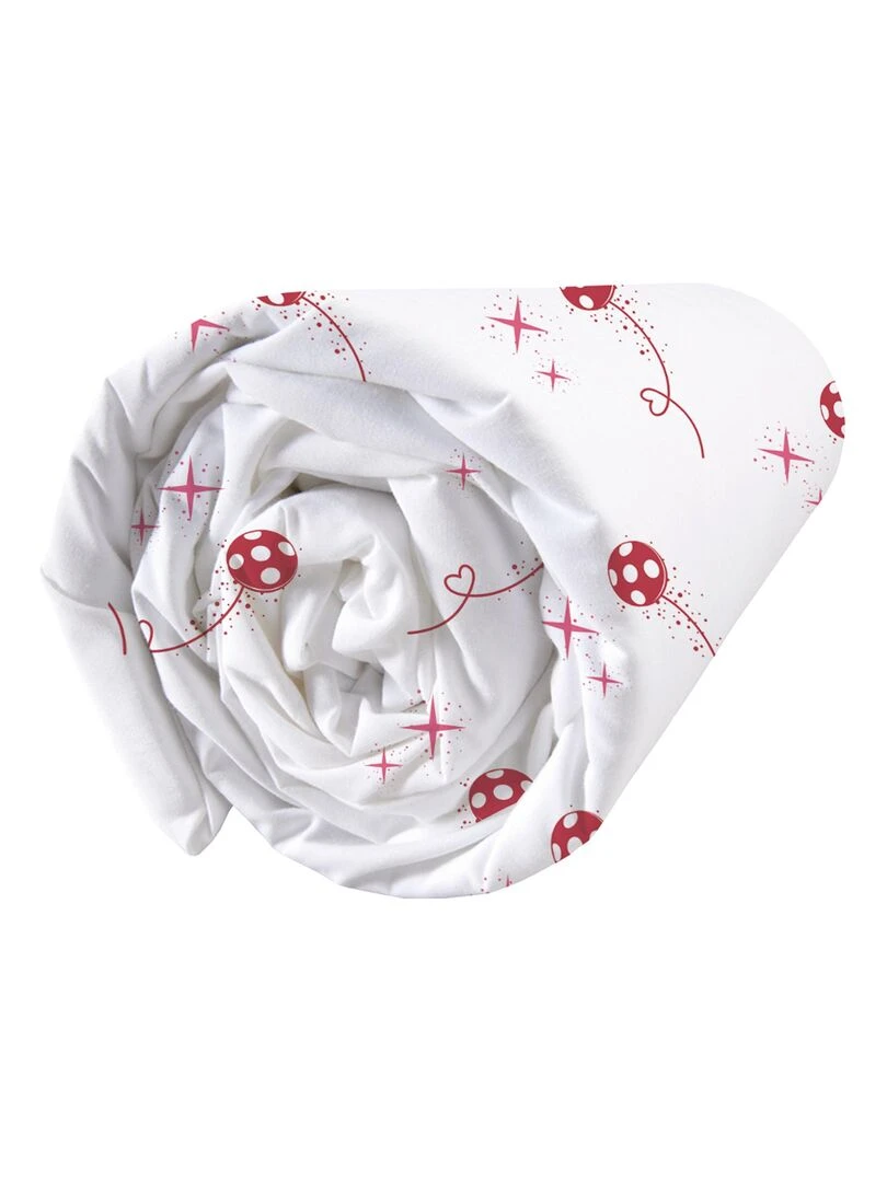 Drap housse imprimé 100% coton MIRACULOUS LADYBUG   Blanc